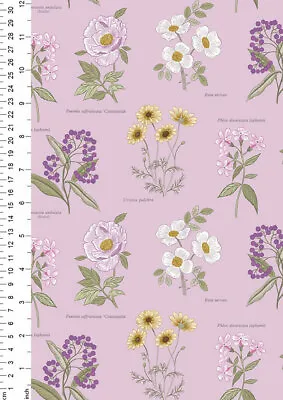 Fat Quarter Beautiful Botanic Flowers On Lilac 100% Cotton Quilting Fabric • £4.20