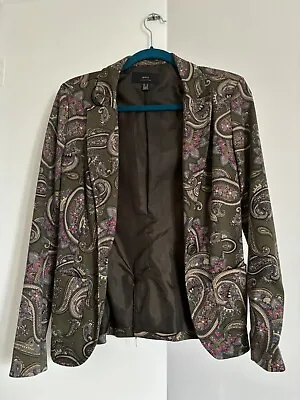 MANGO Jacket Woman 60s Theme Paisley Green Size Small Excellent Conditiom • £5