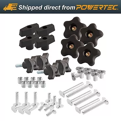 POWERTEC Jig And Fixture T-Track Hardware Kit W/Knobs And Threads 46pcs (71173) • $34.99