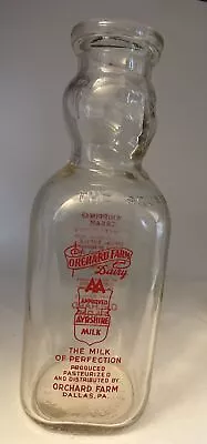 Vintage ORCHARD FARM Cop Top Creamer ACL Quart Milk Bottle Dallas Pennsylvania • $13.99