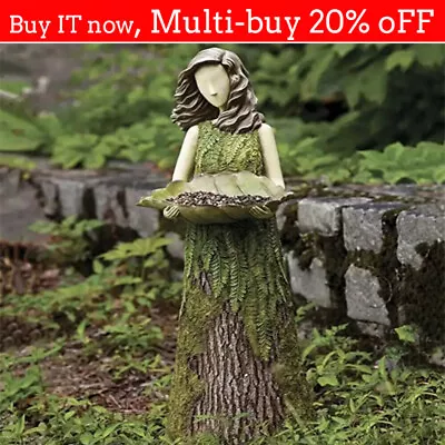 Sherwood Fern Fairy Statuary With Bird Feeder Garden Lawn Sculpture Art Ornament • £8.29