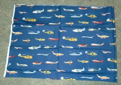 Fabric Piece Airplanes Helicopters 44 Wide 15 Long • $6.39