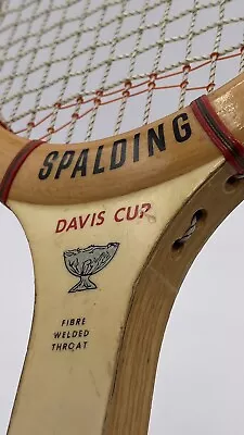 Spalding Of Belgium Vintage DAVIS CUP All White Ashbow Wood Tennis Racket 4 1/2 • $24.99