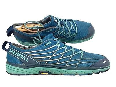 Merrell Saxony Blue Womens 10.5 BAREFOOT Hiking And Running SHOES SNEAKERS • $29.99