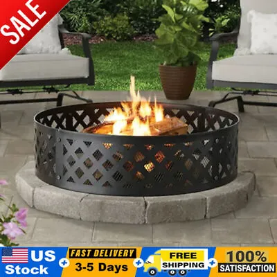 36  Burning Fire Pit Fireplace Stove Round Fire Ring Metal Steel Yard Outdoor US • $28.48