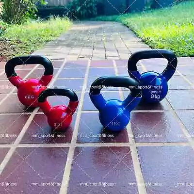 2kg-8kg Solid Cast Iron Vinyl Coated Kettlebells Crossfit Gym Strength Training • $25.90