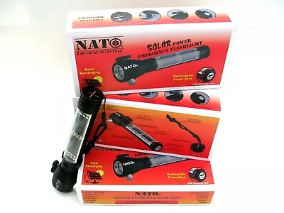 NATO® Solar LED Flashlight Tactical 9-in-1 Multi Tool Emergency Auto Camping USA • $39.96