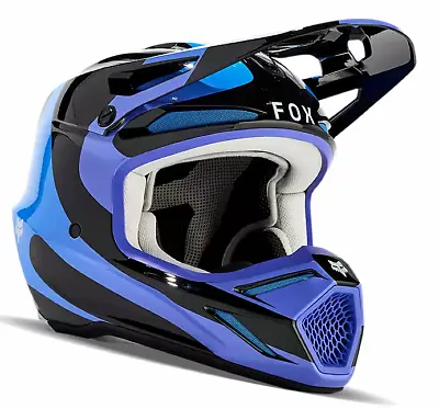 Fox Racing V3 Magnetic Mx Helmet - Black/blue - Motocross/offroad • $399.95