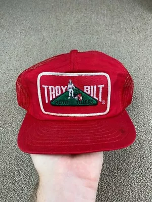 Troy Bilt Roto Tillers Hat Patch Trucker Snapback Cap Louisville MFG Co Red VTG • $97.99