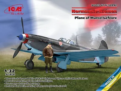 ICM 32092 Normandie-Niemen. Plane Of Marcel Lefevre Yak-9T With Figure 1/32 • $45.99