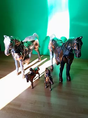 Vintage 1950s Set Of 4 Copper Tone Cast Metal Horse Western Carnival  • $14.99