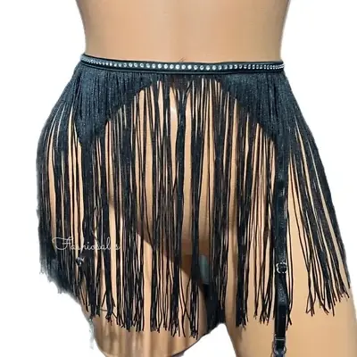 Victorias Secret Very Sexy Fringe & Rhinestone Trim Garter Skirt XSmall / Small • $13.29