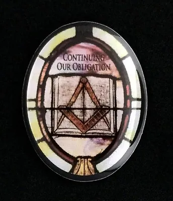 Masonic  Continuing Our Obligation  Stained Glass Motif Lapel Pin (MAS-OB) • $3.50
