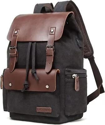 Men Vintage Leather School Travel Backpack Laptop Hiking Rucksack Without USB • $46.90