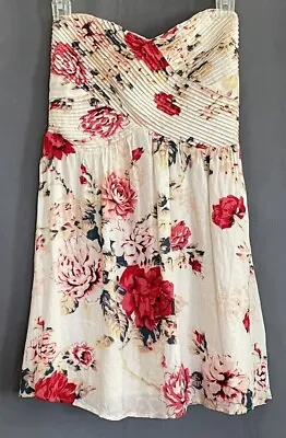 Kimchi Blue Women's Strapless Short Dress Size S Cream W/ Pink Floral Print • $11.16