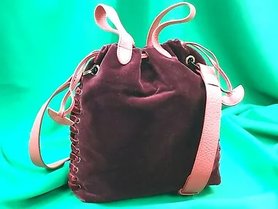 Meli Melo Santina Mini Velvet Bucket Bag  Bordeaux  Crossbody Shoulder Handbag  • $100