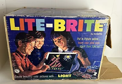 1967 LITE BRITE LIGHT BRIGHT Color Pegs HASBRO Original Box WORKS VINTAGE #5455 • $35.99
