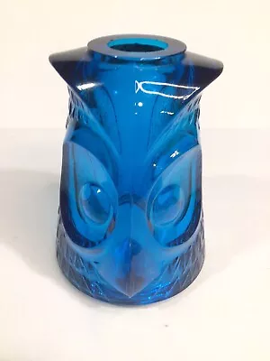 VTG Viking Glass Cobalt Blue Owl Fairy Lamp Votive Candle Holder 4.5”  TOP ONLY • $84.99