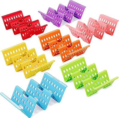 7PCS Colorful Taco Holder Stands Set Of 6 Or 4 - Premium Large Taco Tray Plates • $14.89
