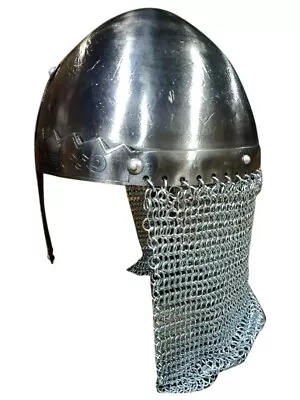 Ancient Greek War Helmet With Chainmail Curtain. • $120