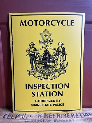 Motorcycle State Of Maine Inspection Station Sign Gas Station Man Cave • $195