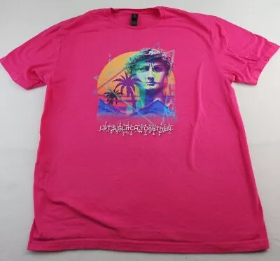 LA Portal Lets Glitch Together Graphic Quote Mens Large Pink Cotton T-shirt • $11.69