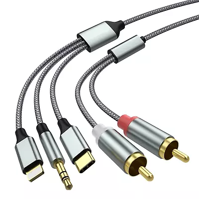 Lightning To RCA Cable Audio Aux AdapterRCA To 3.5mm CableUSB C To 2 RCA Audio • $19.28