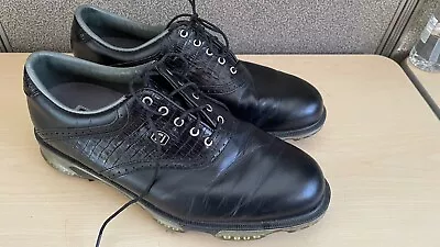 FootJoy DryJoys Tour Black Leather Golf Shoes  Mens Size 9.5W MINT CONDITION • $37.50