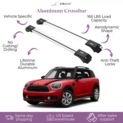 ERKUL Roof Rack Cross Bars Fits Mini Cooper Countryman 2017-2024 Aluminum Silver • $134.90