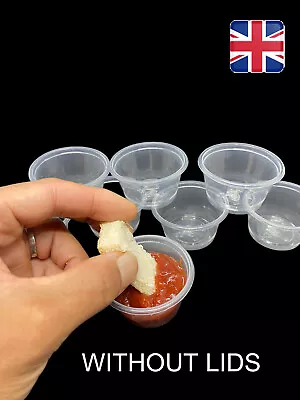 2oz X 200 Round Food Containers Plastic Clear Tubs Deli Pots Sauce Dip Chutney • £5.89