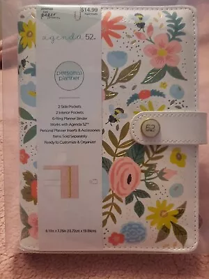 Agenda 52 Personal Planner 6 Ring Binder White Vintage Floral 6.19  X 7.75  • $10