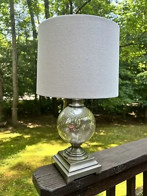 Ethan Allen Crackle Mirror Table Lamp 20” Silver Base $250 Full Retail Read Desc • $69.99