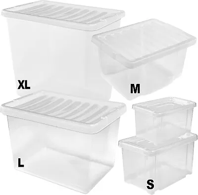 Storage Boxes With Lids Strong Stackable Deep House Moving / Storage Containers • £22.03