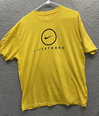 🔥 Nike • LiveStrong Yellow Dri Fit Swoosh Logo T Shirt  • Men Sz XL • $21.95