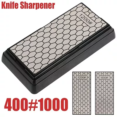 Double Sided Diamond Sharpening Stone Grind Kitchen Knife Sharpener Whetstone • $33.83
