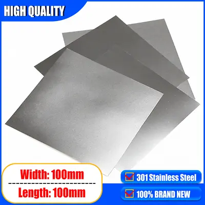 301 Stainless Steel Thk 0.01 To 1mm Metal Foil Plate Shim W/L 100mm×100mm • £2.22