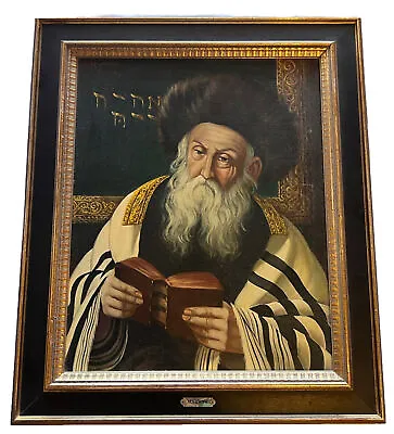 *BEAUTIFUL!* - 19TH CENTURY RABBI - OIL PAINTING ON CANVAS - Samuel Marwys • $335