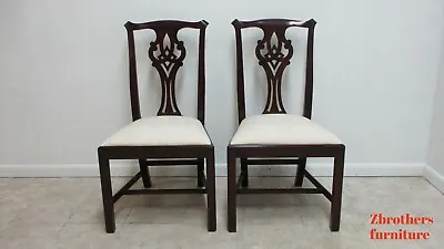 Pair Henkel Harris Side Chairs Dining Room Mahogany Chippendale 102s A • $1295