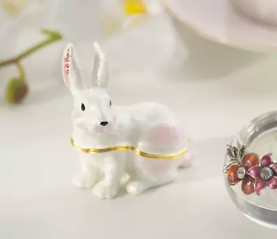 White Bunny Trinket Box Handmade By Keren Kopal With Austrian Crystals • $7.50