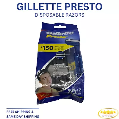 Gillette Presto Manual Shaving Razor (Pack Of 10+2) Stand & 2-Blades+Long Handle • $9.99