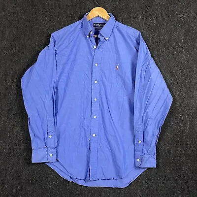 Ralph Lauren Yarmouth Mens 16 Long Sleeve Button Down Shirt Blue Oxford Pony • $40