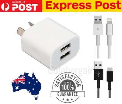 Universal Dual Port USB Power Charging Adaptor Wall Plug Charger IPhone Samsung • $5.95