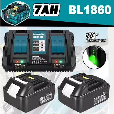 2 PACK FOR MAKITA 18V 7.0Ah LXT LI-ION BATTERY BL1860 BL1850 BL1840 CHARGER • £52.95