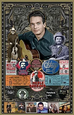 Merle Haggard 11x17  Fan Poster - Vivid Colors! Deep Blacks!  • $15