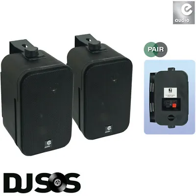 E-audio B418B 3.5  Black 2 Way Water Resistant Mini Install PA Speakers 100 Watt • £33.82