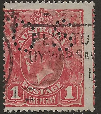 KGV        1d  RED    SINGLE WATERMARK  ROUGH PAPER   OFF-CENTRE & OFFICIAL • $3.95