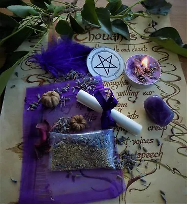 Ease Anxiety Spell Kit  Ritual Magic  Witchcraft Wicca Pagan Handmade Candle • £4.99