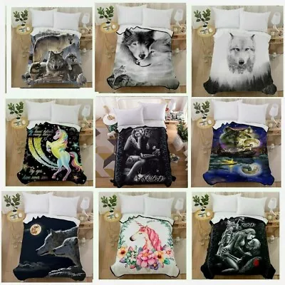 Soft Wolf Animal Blanket Faux Mink Plush Throw Rug 150X200cm Bedding All Season • $34.19