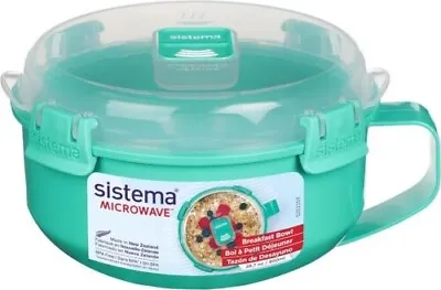 Sistema Microwave Breakfast Bowl Round Food Container With Lid Steam Vent 850ml • £10.99