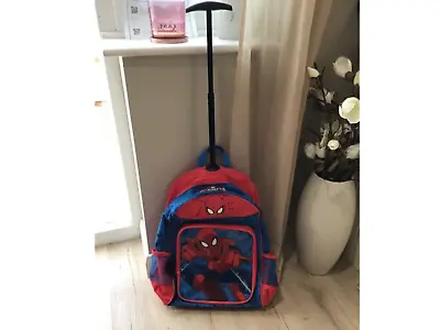 Spiderman Travel Bag On Wheels Marvel Rucksack Bag With Lift Up Handle • £16.99